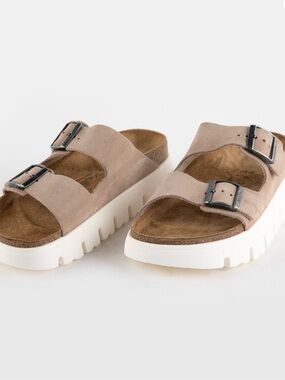 Birkenstock Arizona Chunky Platform Sandal — Dusty Rose & Cream Sole